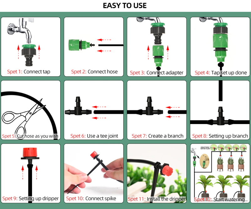 SprayStream - Drip Irrigation System Kit 30-200ft/10-60m Garden Watering Automatic System