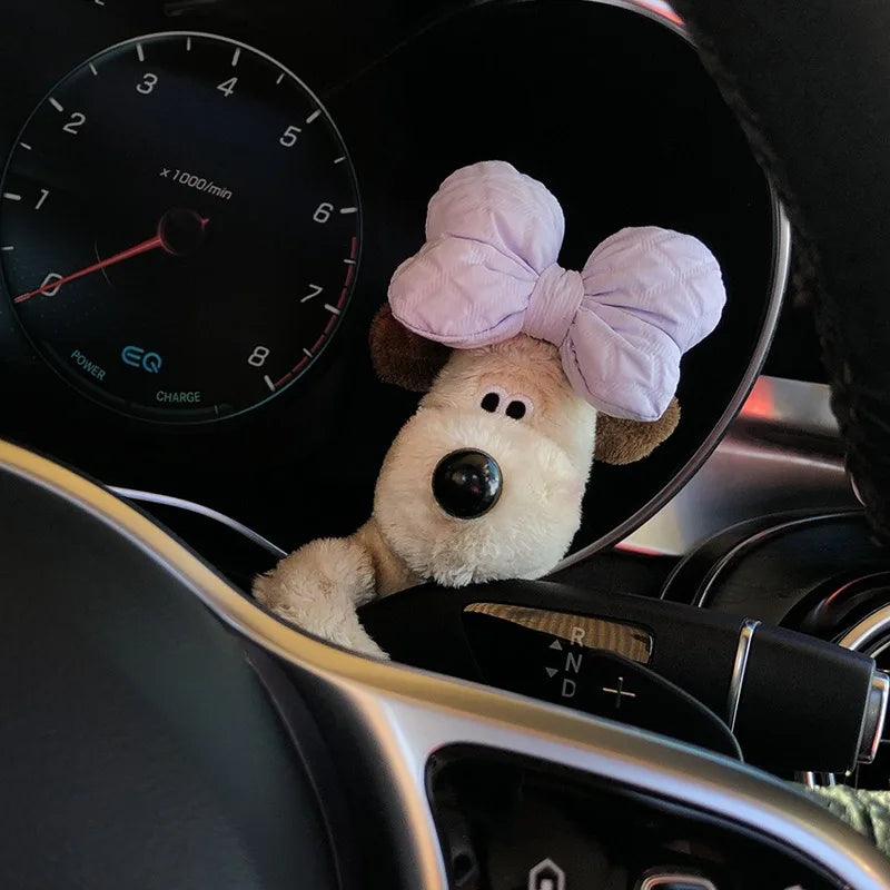 DashBuddy™ – Plush Puppy Car Ornament for Dashboard, Turn Signal, or Wiper Decoration