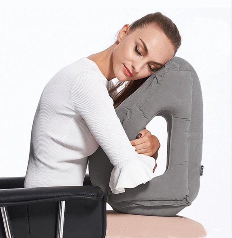 Inflatable Airplane Travel Pillow for Rest and Nap with Neck & Chin Support