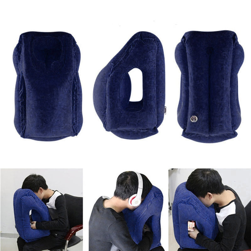 Inflatable Airplane Travel Pillow for Rest and Nap with Neck & Chin Su –  GoatyGoaty