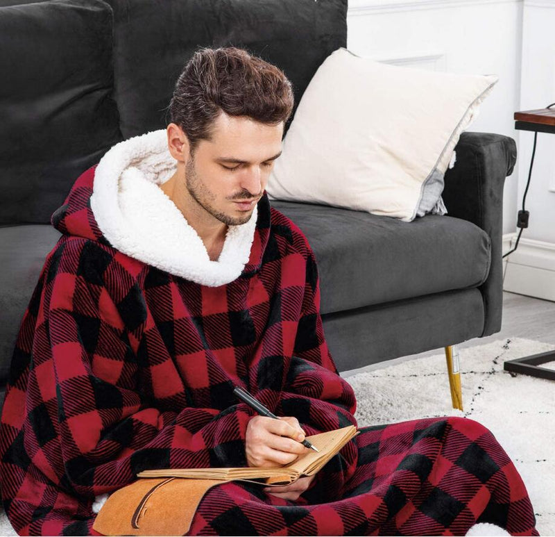 GOATYGOATY® Super Long Flannel Blanket with sleeves, winter hoodies sweatshirt
