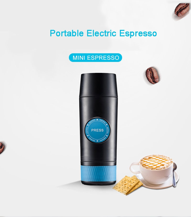 2 in 1 Espresso Electric Coffee Maker Machine Outdoor Portable Thermos  Compatible with NespressoCapsule Pods & Coffee Powder