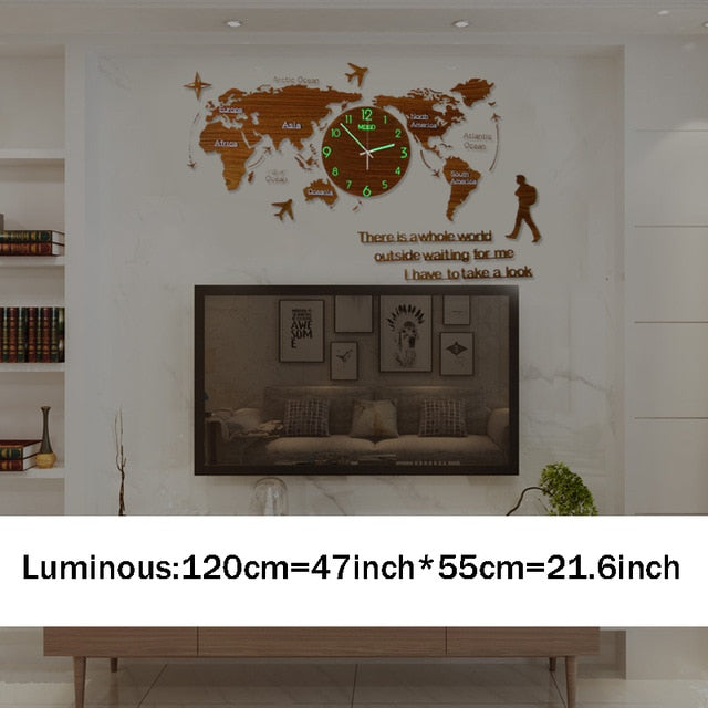 Large 3D Digital World Map Wall Clock