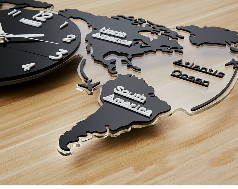 Large 3D Digital World Map Wall Clock